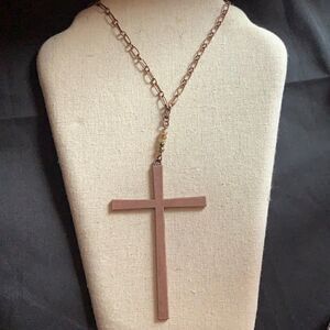New Bronze cross sparkle necklace